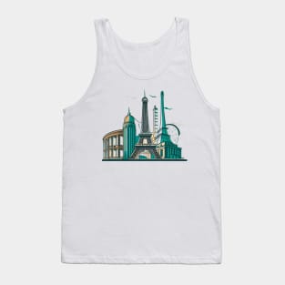 Designs that depict iconic and beautiful buildings from various parts of the world, such as the Eiffel tower, the Taj Mahal, the Colosseum or the Tower of Pisa Tank Top